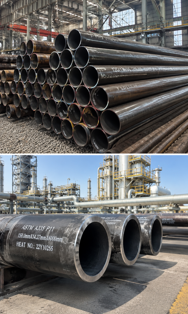 Alloy Steel Seamless Pipe11 ASTM A335 alloy steel seamless pipes in warehouse ready for export